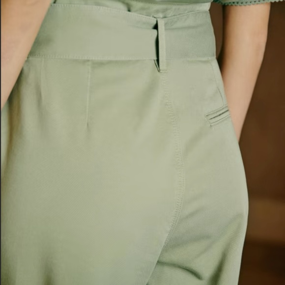 Sézane Anderson Trousers in Kaki Clair/Khaki/Light Green, New w/ Tags, US4/FR36 - Picture 2 of 6